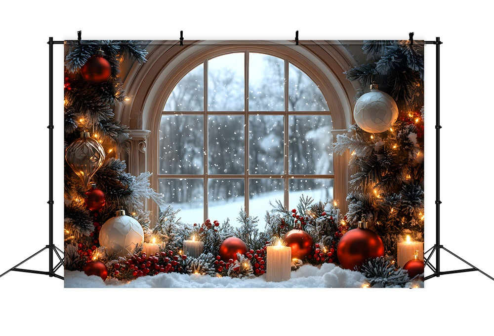 Christmas Ball Decors Window Snowflake View Backdrop UK RR9-71