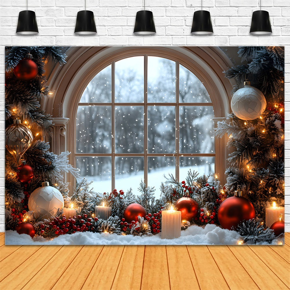 Christmas Ball Decors Window Snowflake View Backdrop UK RR9-71