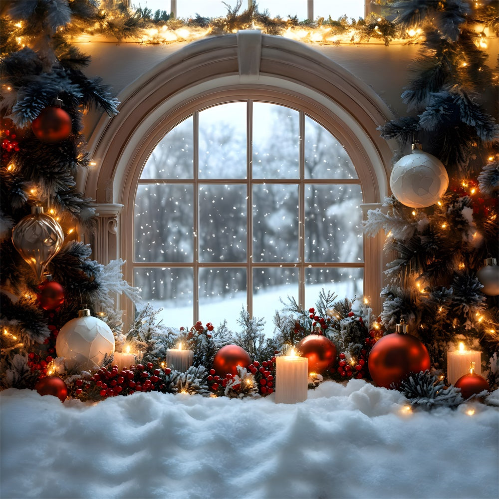 Christmas Ball Decors Window Snowflake View Backdrop UK RR9-71