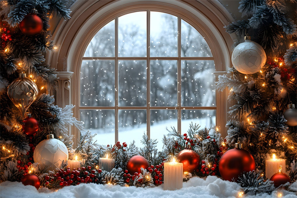 Christmas Ball Decors Window Snowflake View Backdrop UK RR9-71