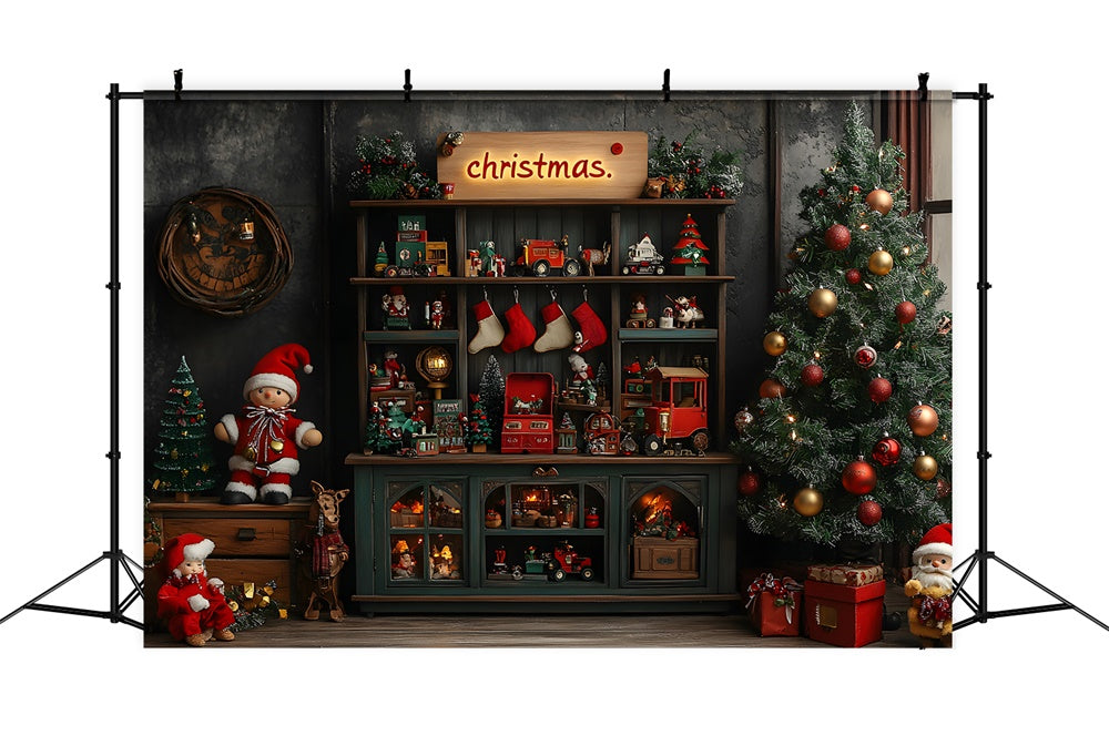 Christmas Tree Toy Room Photography Backdrop UK RR9-72