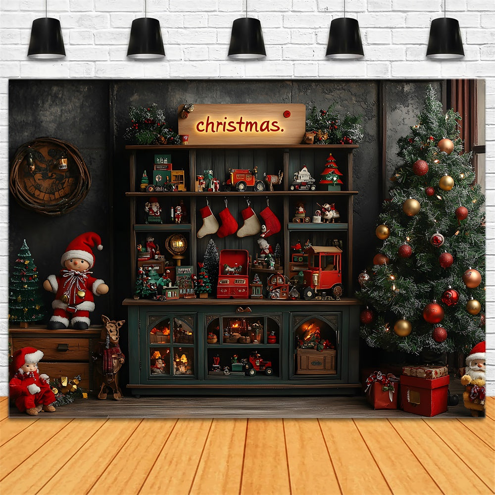 Christmas Tree Toy Room Photography Backdrop UK RR9-72