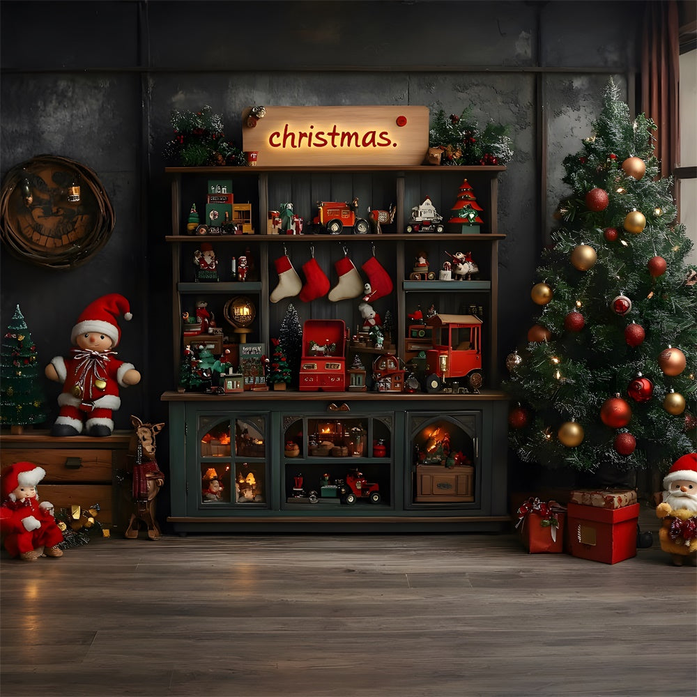 Christmas Tree Toy Room Photography Backdrop UK RR9-72