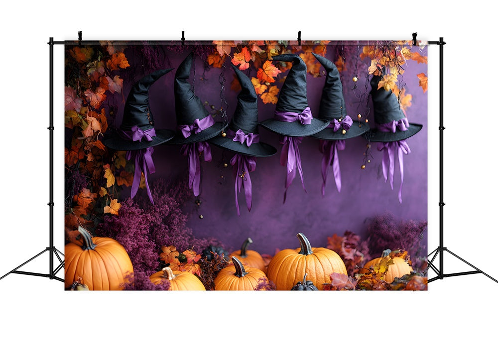 Halloween Hat Pumpkin Purple Wall Backdrop UK RR9-81