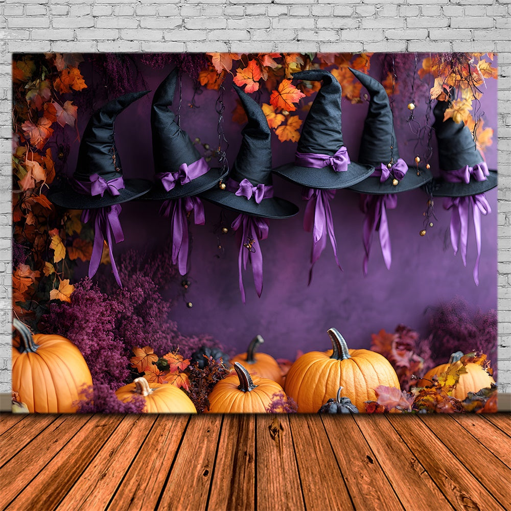 Halloween Hat Pumpkin Purple Wall Backdrop UK RR9-81