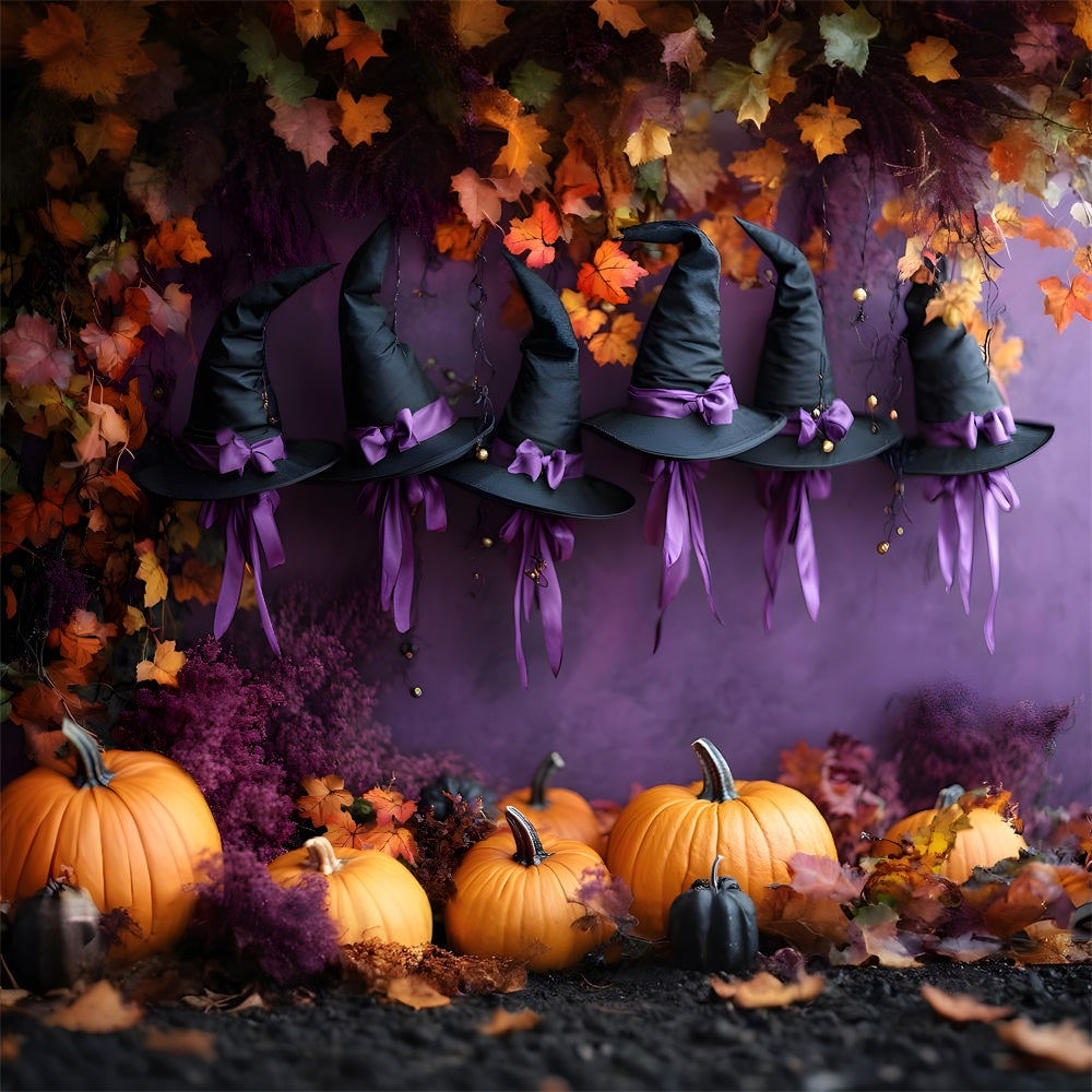 Halloween Hat Pumpkin Purple Wall Backdrop UK RR9-81