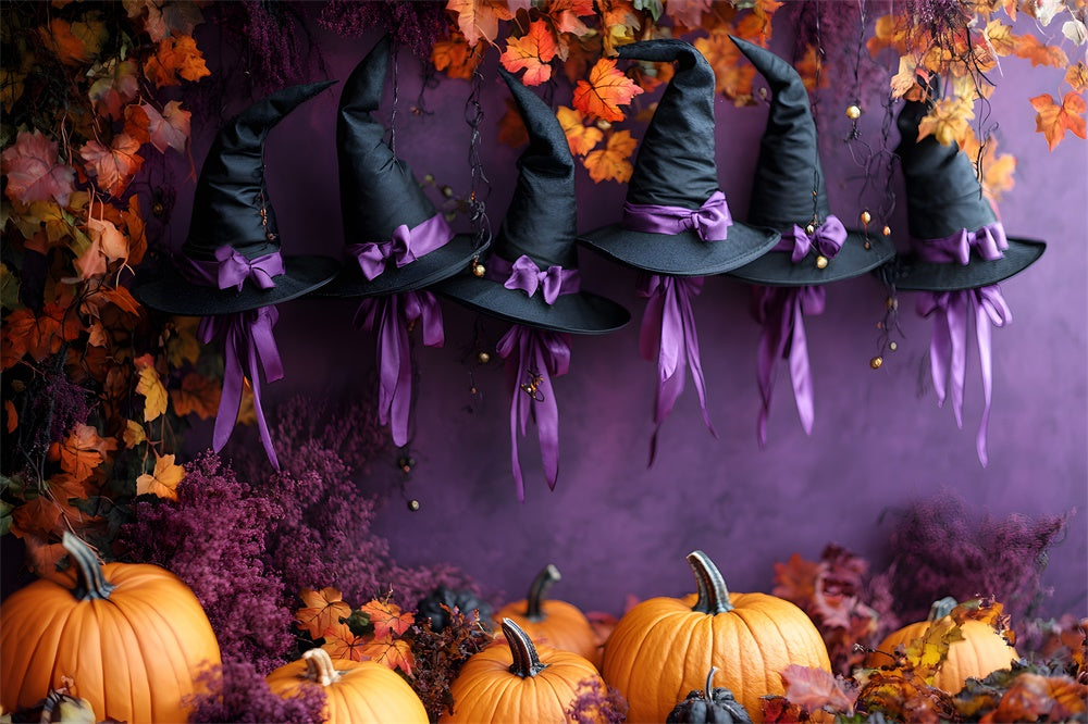 Halloween Hat Pumpkin Purple Wall Backdrop UK RR9-81