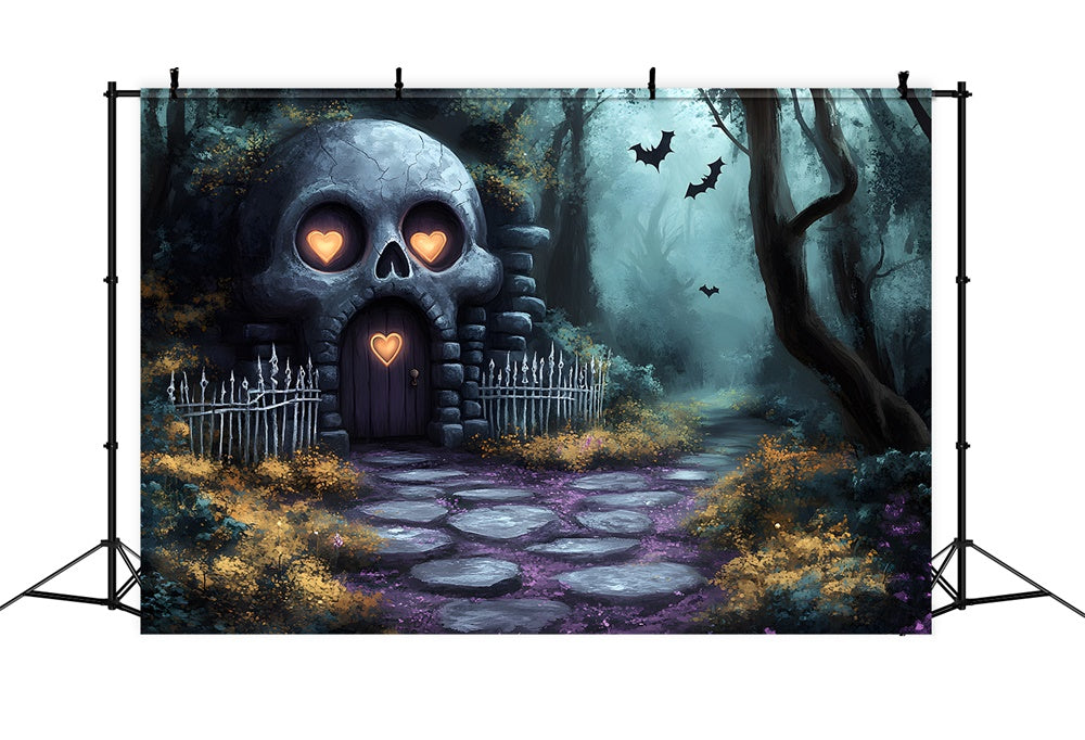 Halloween Skeleton House Scary Forest Backdrop UK RR9-84