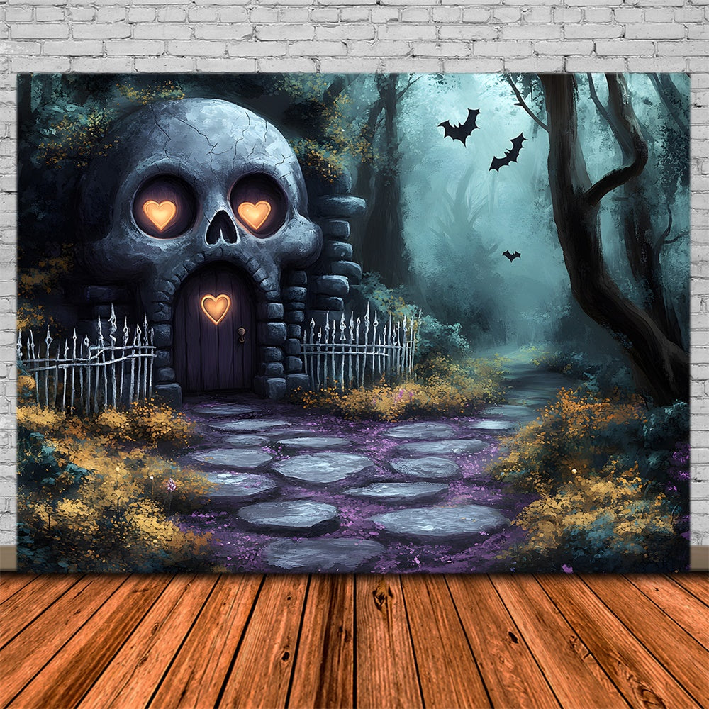 Halloween Skeleton House Scary Forest Backdrop UK RR9-84