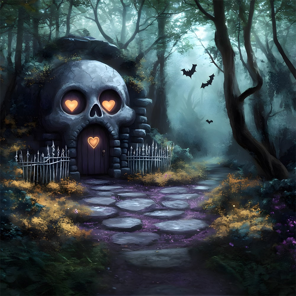 Halloween Skeleton House Scary Forest Backdrop UK RR9-84