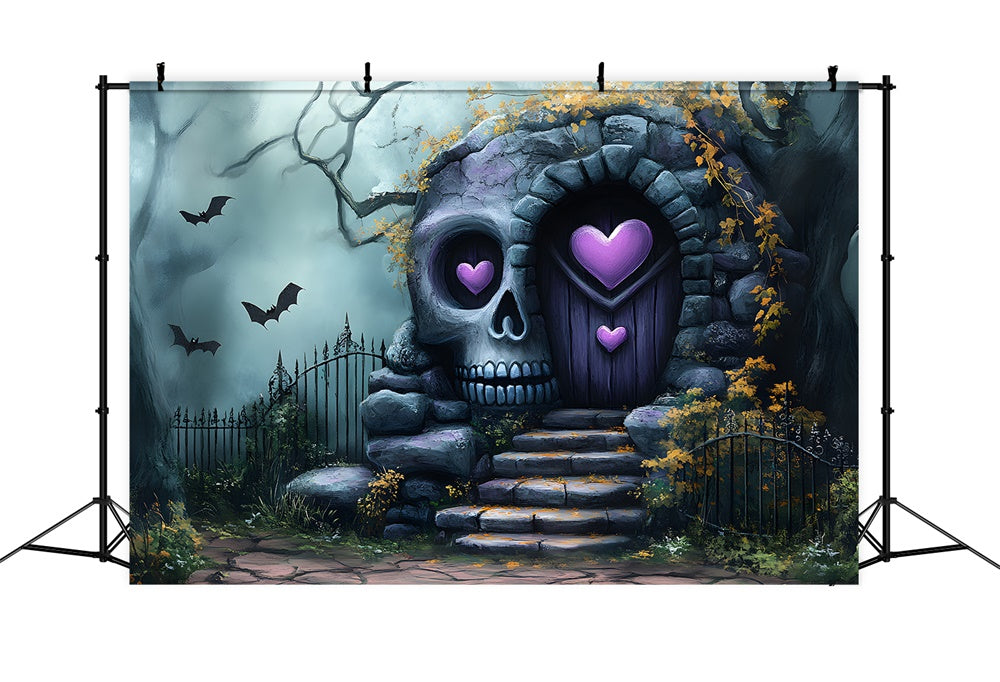 Halloween Misty Forest Skeleton House Backdrop UK RR9-85