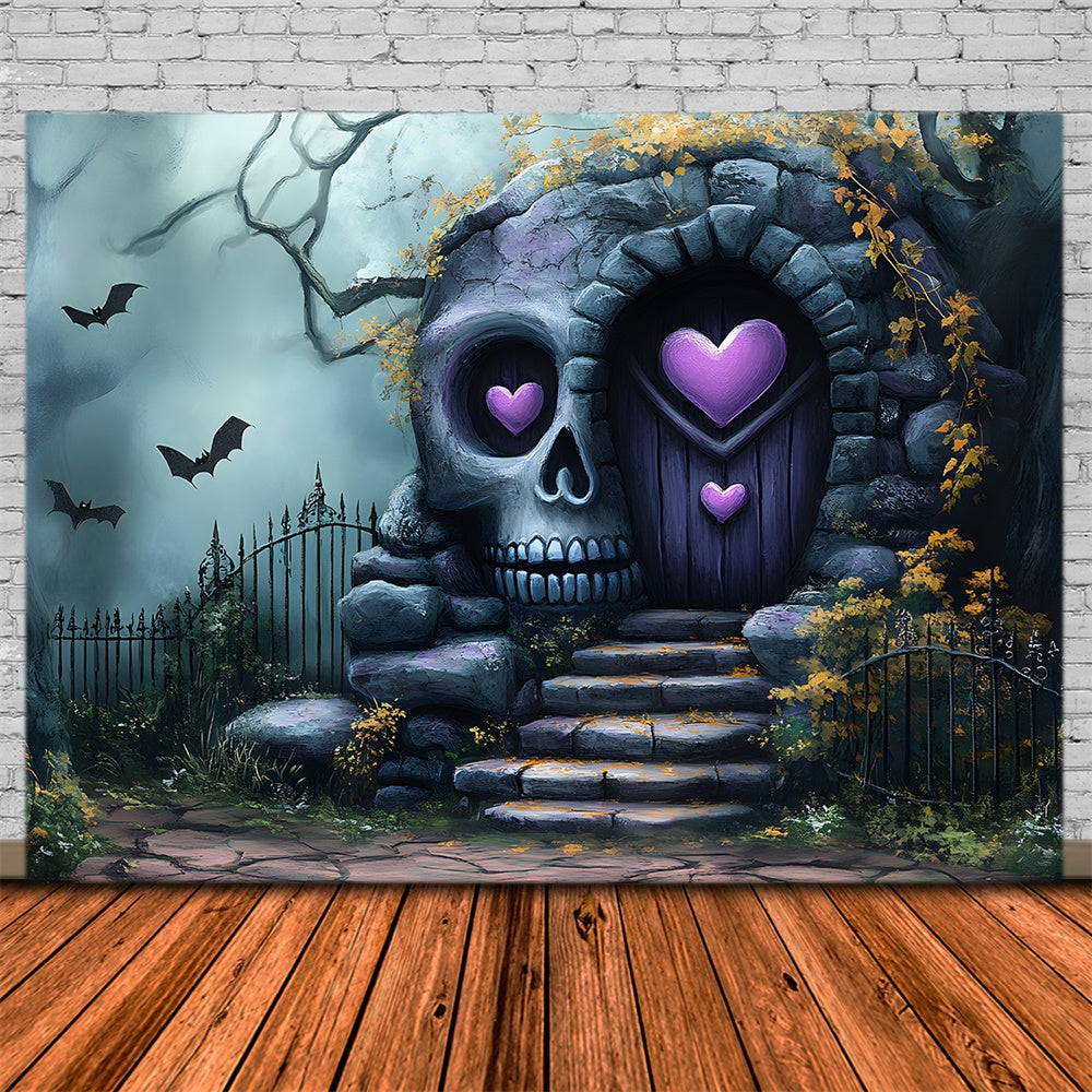 Halloween Misty Forest Skeleton House Backdrop UK RR9-85