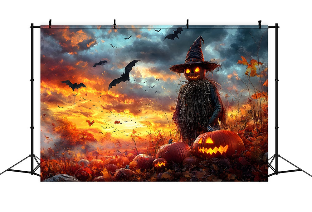 Halloween Pumpkin Field Evil Scarecrow Backdrop UK RR9-88