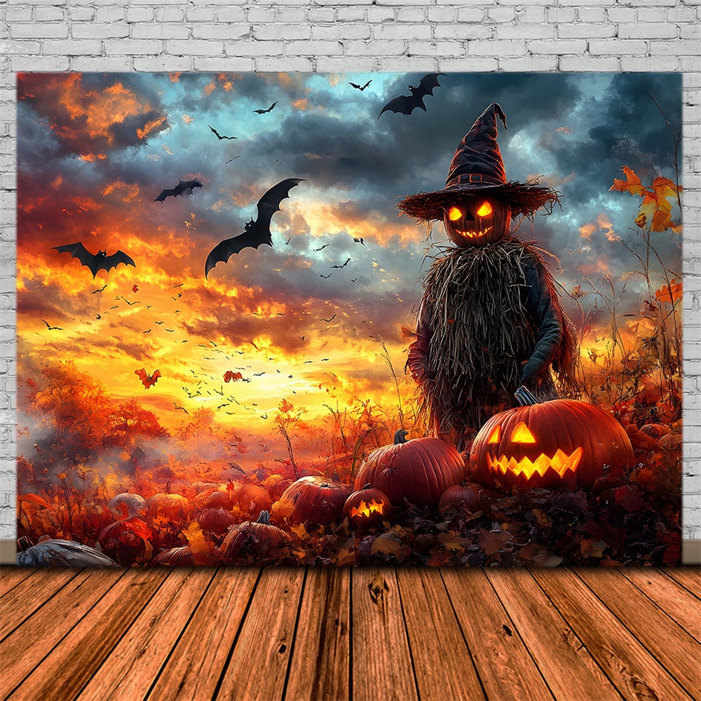 Halloween Pumpkin Field Evil Scarecrow Backdrop UK RR9-88