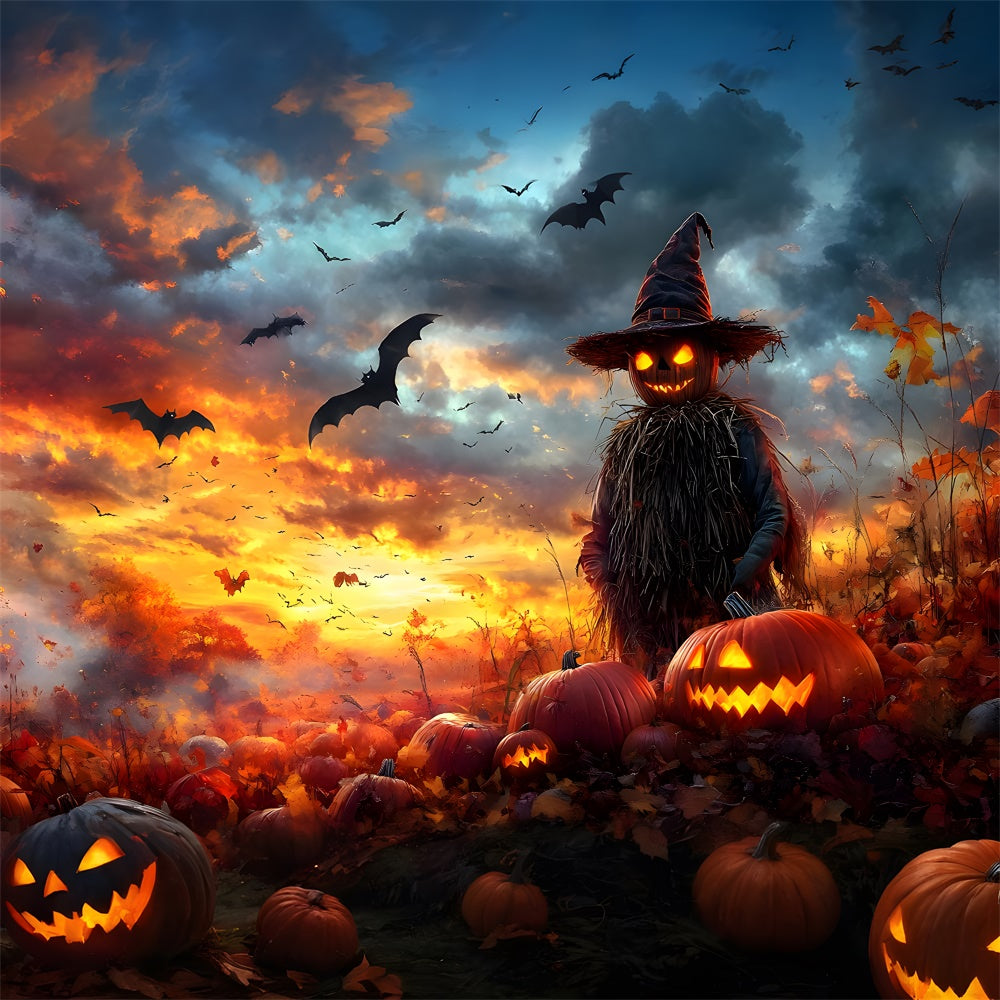 Halloween Pumpkin Field Evil Scarecrow Backdrop UK RR9-88