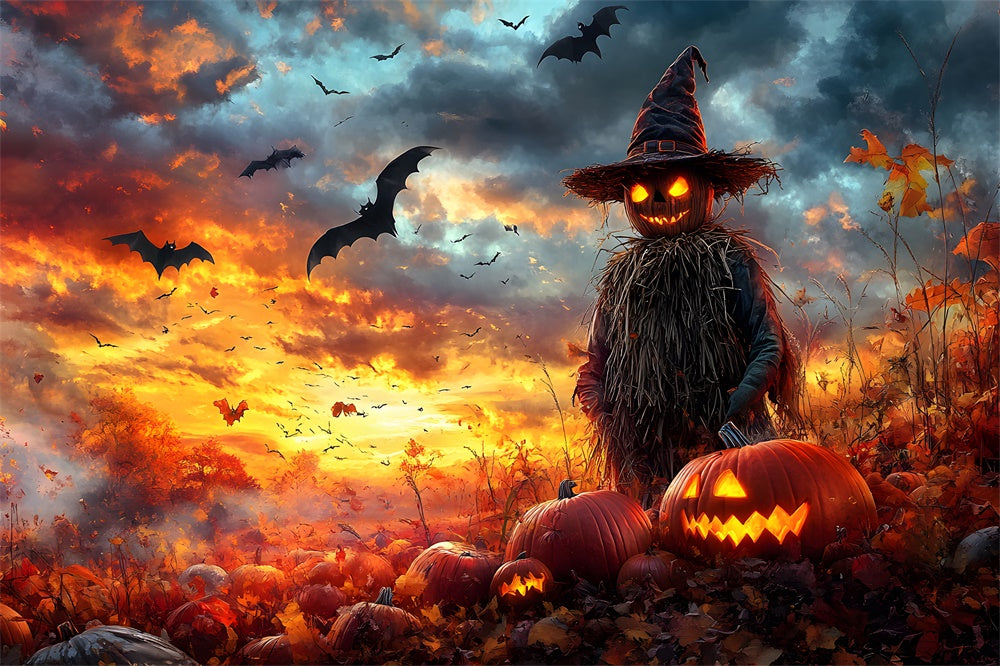 Halloween Pumpkin Field Evil Scarecrow Backdrop UK RR9-88