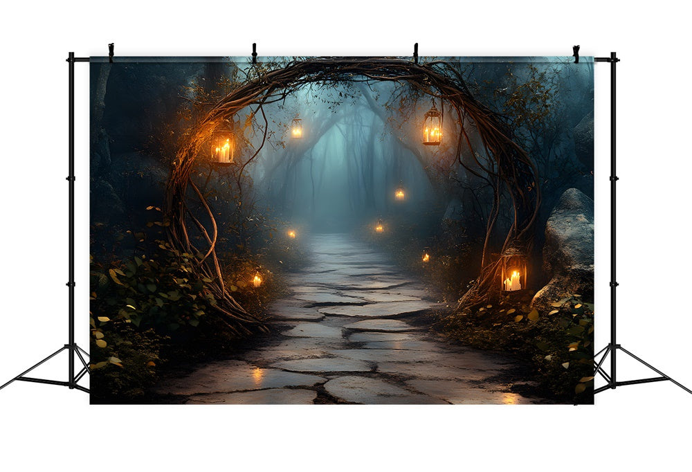 Halloween Night Mysterious Forest Entrance Backdrop UK RR9-90