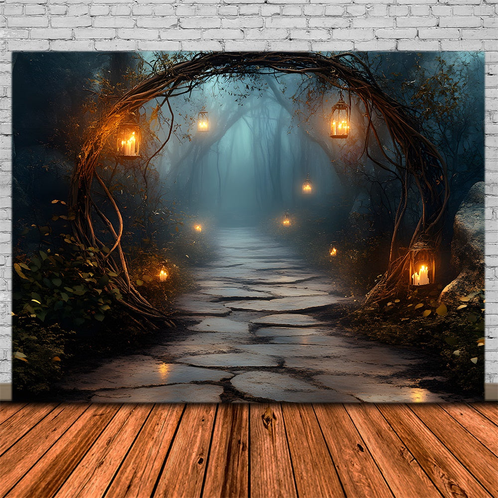 Halloween Night Mysterious Forest Entrance Backdrop UK RR9-90