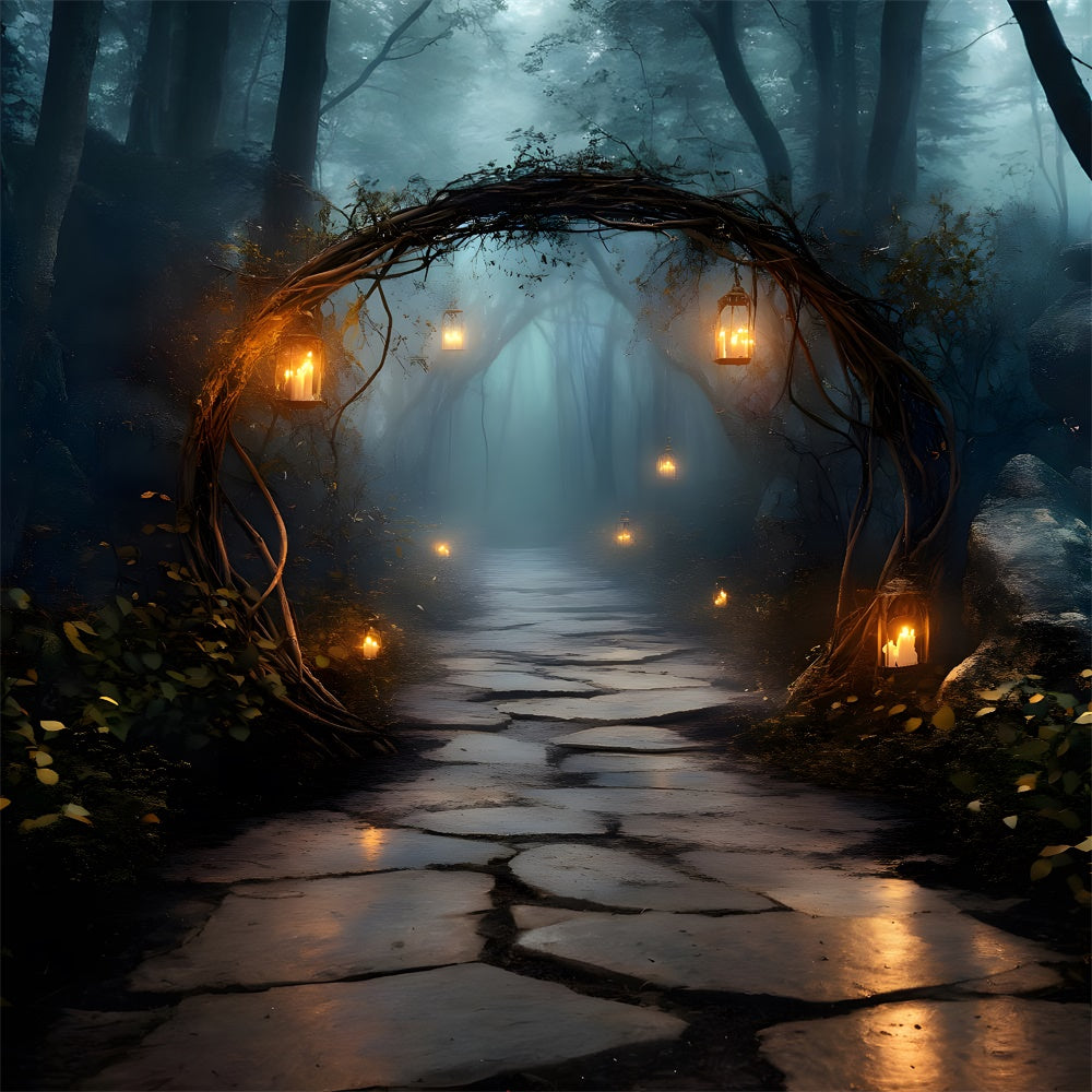 Halloween Night Mysterious Forest Entrance Backdrop UK RR9-90