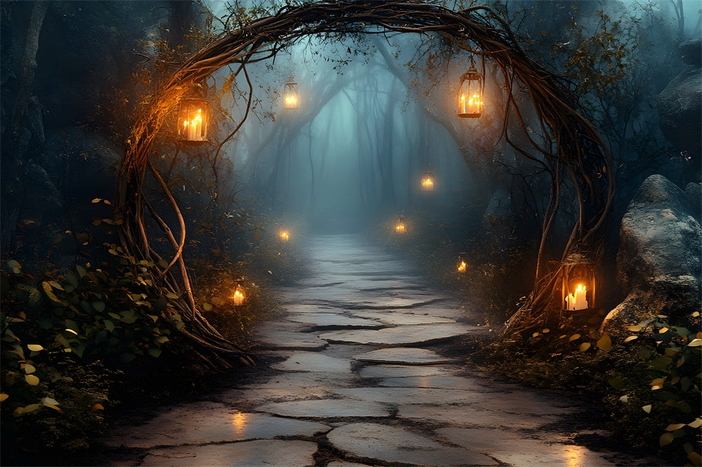 Halloween Night Mysterious Forest Entrance Backdrop UK RR9-90