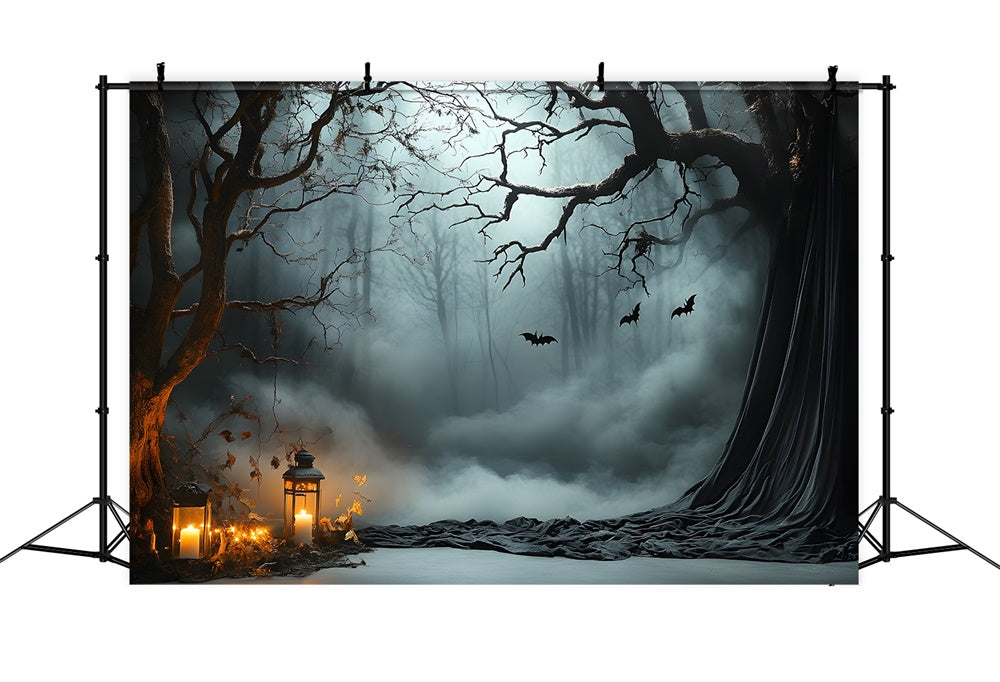 Halloween Mist Forest Bats Photography Backdrop UK RR9-92