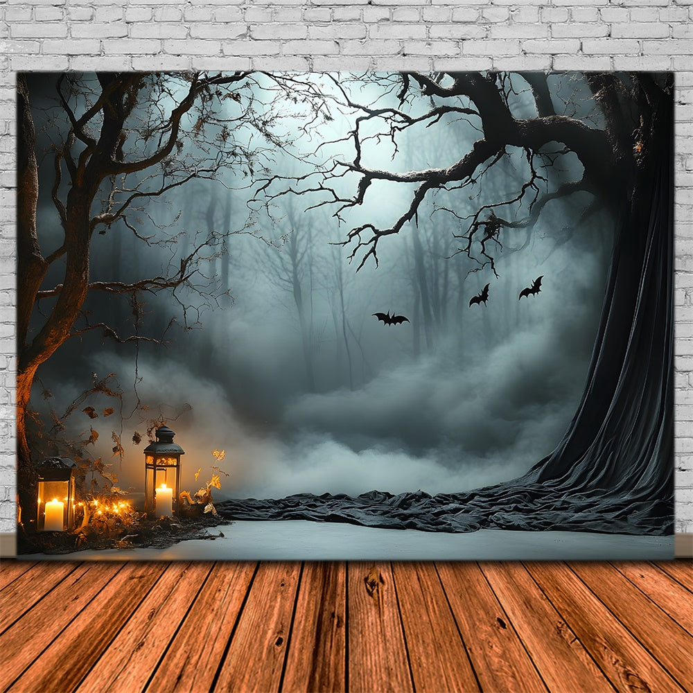 Halloween Mist Forest Bats Photography Backdrop UK RR9-92