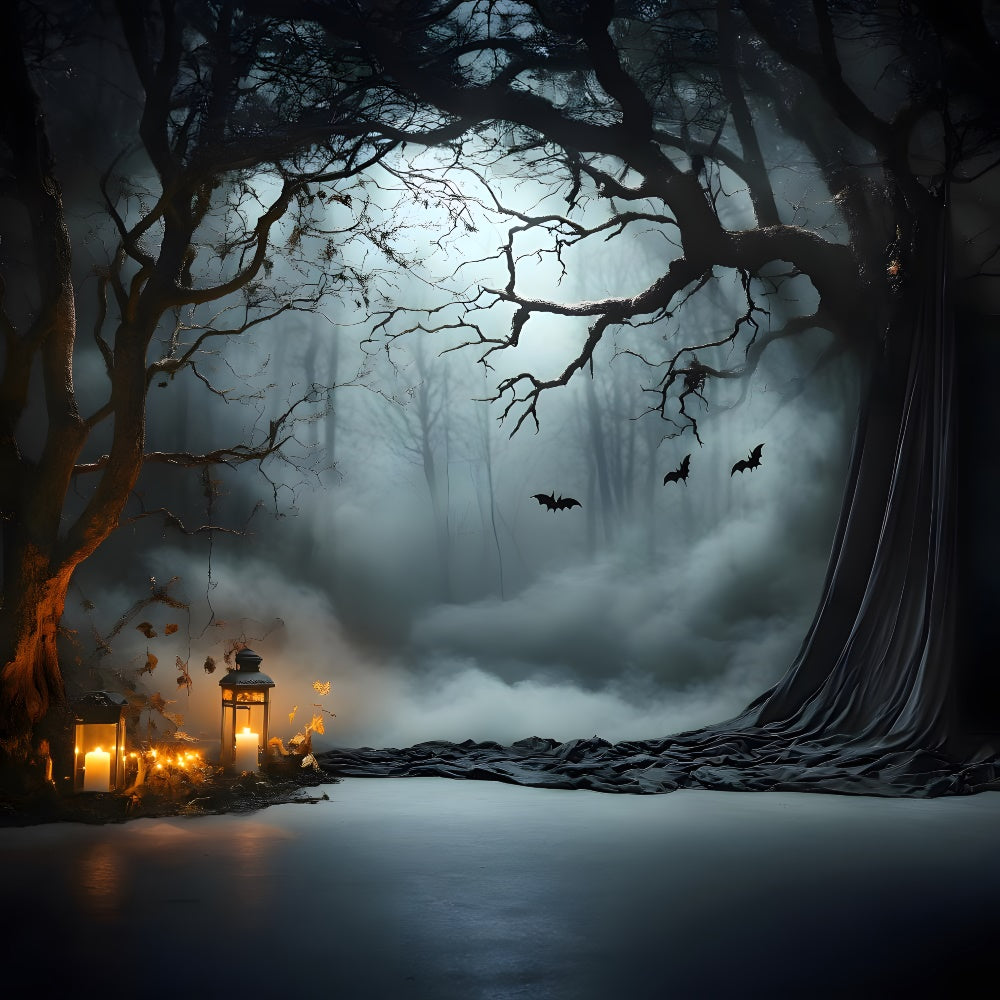 Halloween Mist Forest Bats Photography Backdrop UK RR9-92