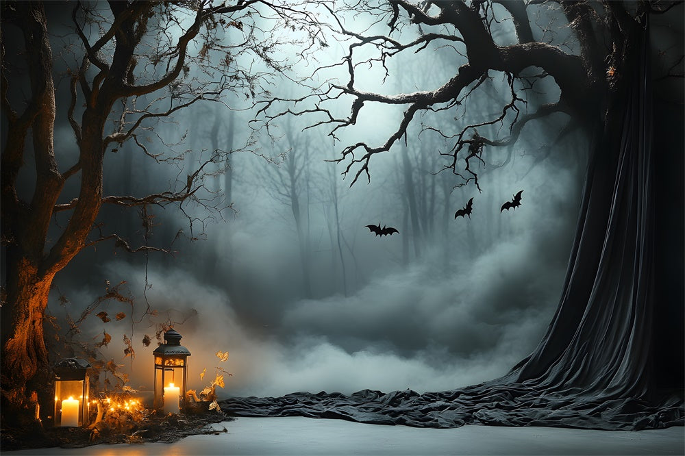 Halloween Mist Forest Bats Photography Backdrop UK RR9-92