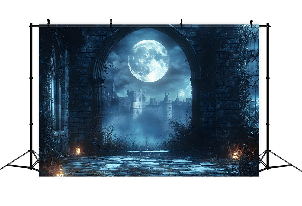 Halloween Full Moon Castle Arch Door Backdrop UK RR9-93