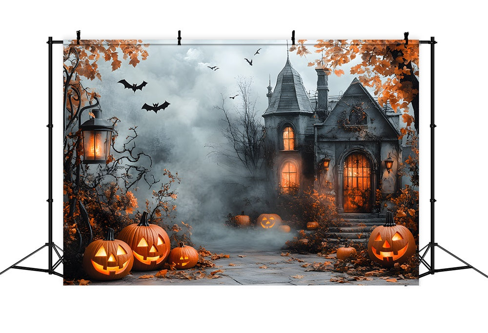 Halloween Haunted House Foggy Forest Backdrop UK RR9-96