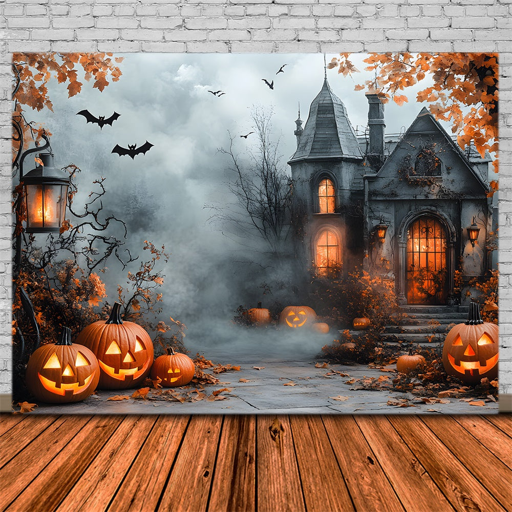 Halloween Haunted House Foggy Forest Backdrop UK RR9-96