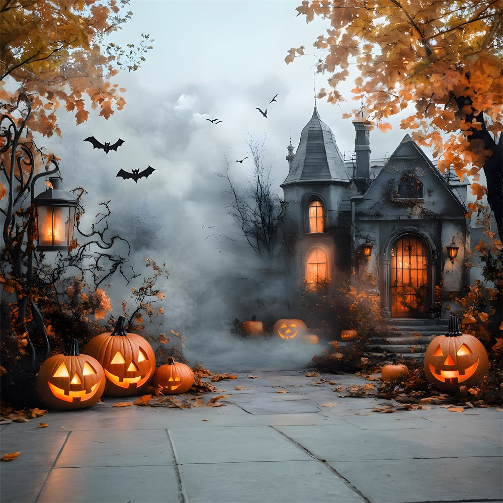 Halloween Haunted House Foggy Forest Backdrop UK RR9-96