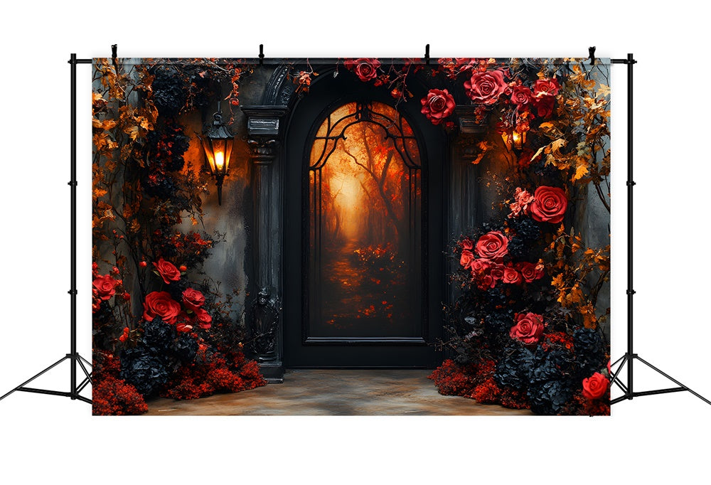 Halloween Arch Door Flowers Garland Backdrop UK RR9-98