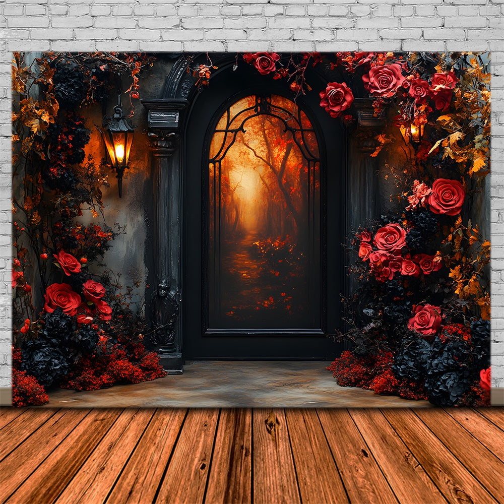 Halloween Arch Door Flowers Garland Backdrop UK RR9-98