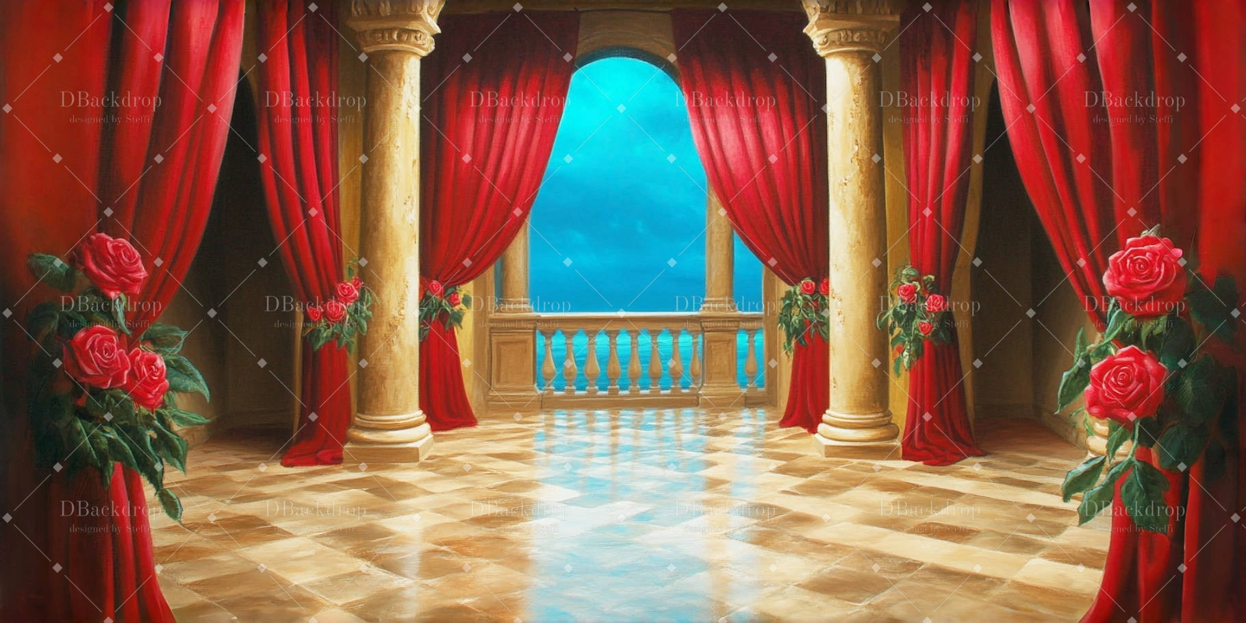 School Dance Backdrop Rose Ballroom Theatre Stage Backdrop UK CSH59-T30