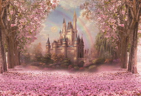 Fantastic Castle Pink Flower Backdrop UK for Photography S-2711