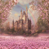 Fantastic Castle Pink Flower Backdrop UK for Photography S-2711