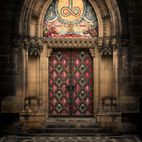 Castle Door Medieval Backdrop UK Vintage Middle Age Backgrounds S-3058