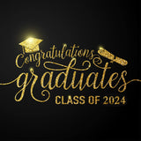 Graduation Congratulations Gold and Black Class Of  2024 Photo backdrop UK SH-253