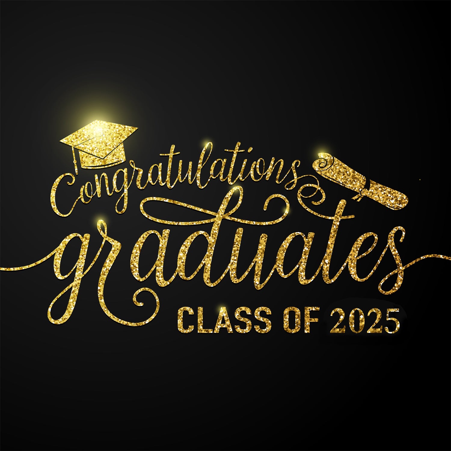 Graduation Congratulations Gold and Black Class Of  2025 Photo backdrop UK SH-253