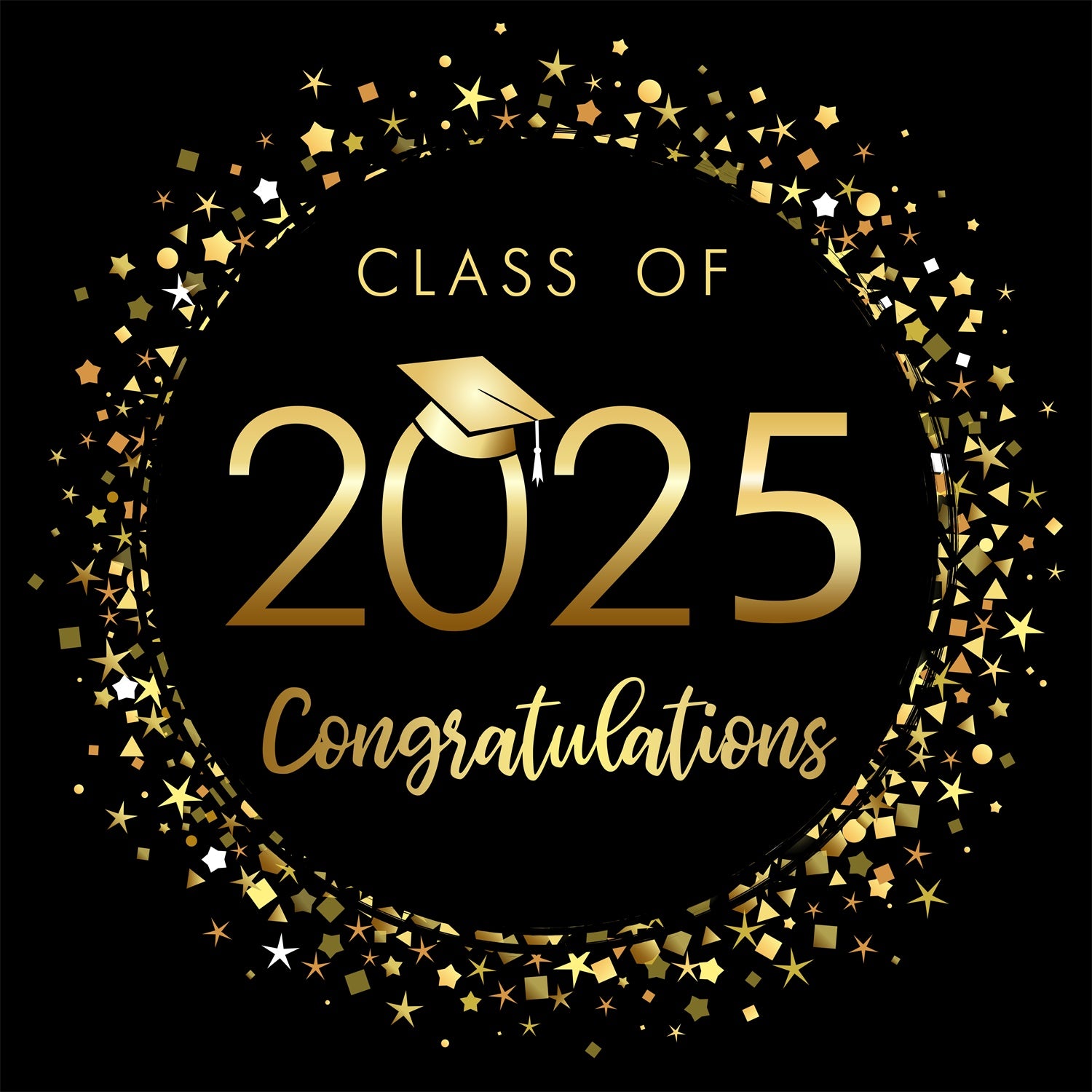 Gold and Black Graduation Party Banner Photo Backdrop UK SH-272