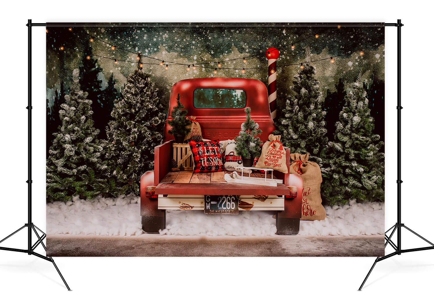 Red Car Christmas Tree Photography Backdrop  SH-960