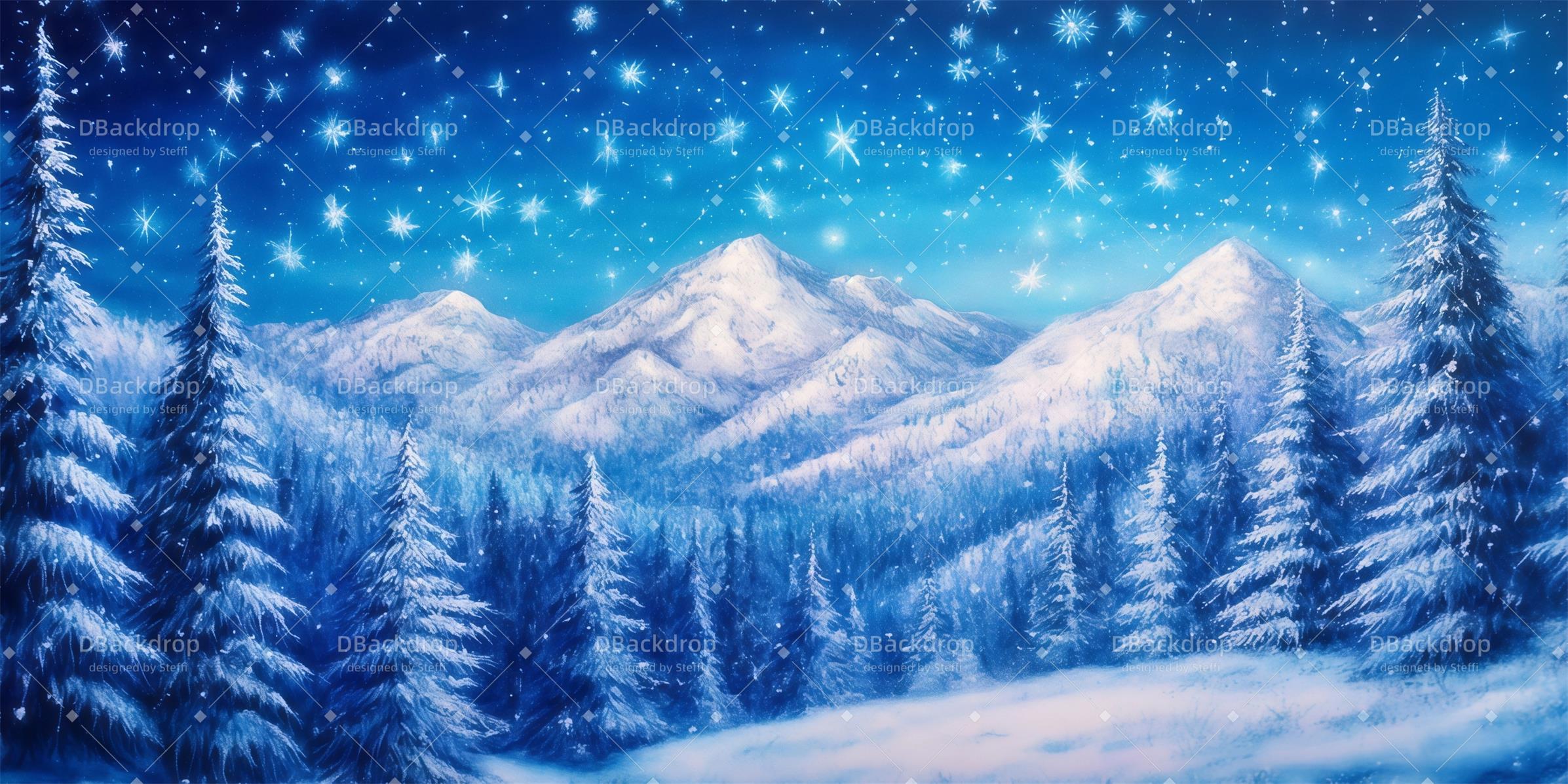 Stage Set Backdrop Starry Night Snow Mountain Dance Backdrops UK CSH59-T49