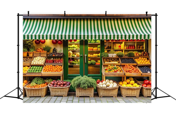 Spring Backdrops Colorful Farmers Market Fruit Stand Backdrop UK TWW2-1