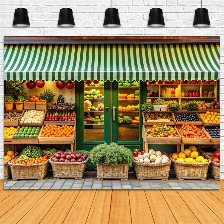 Spring Backdrops Colorful Farmers Market Fruit Stand Backdrop UK TWW2-1