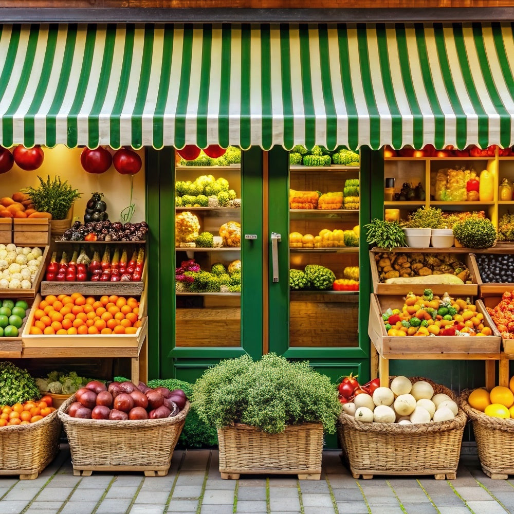 Spring Backdrops Colorful Farmers Market Fruit Stand Backdrop UK TWW2-1