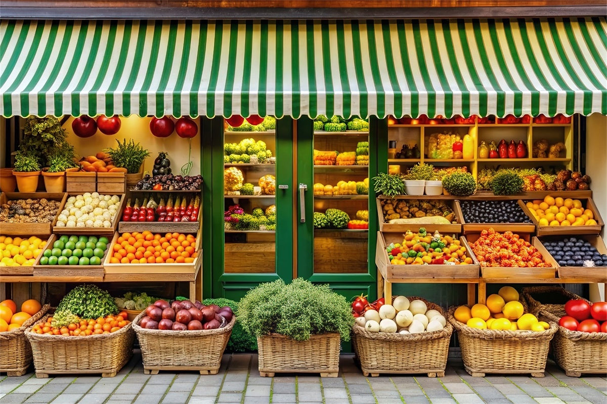 Spring Backdrops Colorful Farmers Market Fruit Stand Backdrop UK TWW2-1