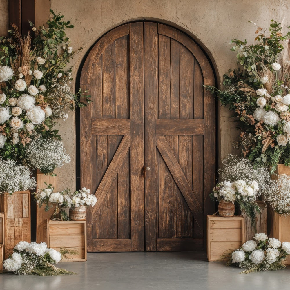 Spring Backdrop Rustic Wooden Archway Floral Backdrop UK TWW2-10