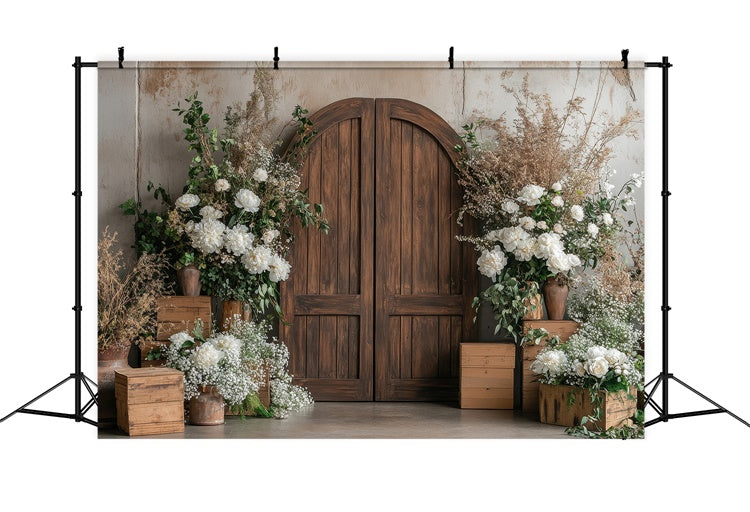 Spring Backdrop Photography Chic Boho White Flower Door Backdrop UK TWW2-11