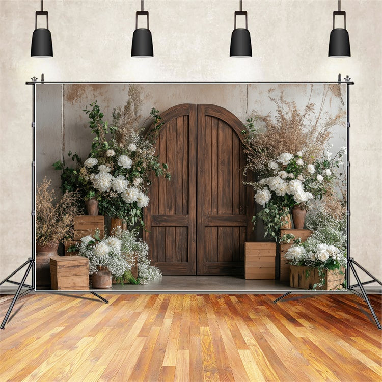 Spring Backdrop Photography Chic Boho White Flower Door Backdrop UK TWW2-11